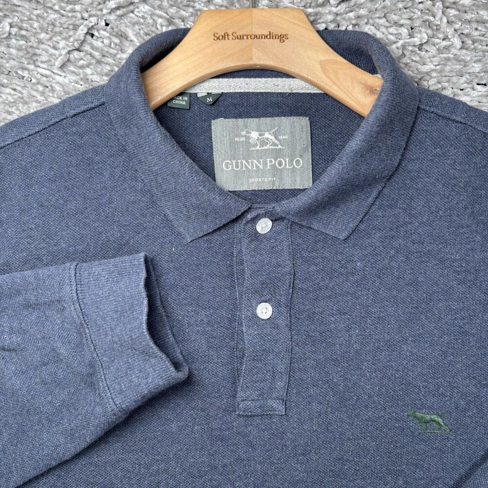 RODD And Gunn Gunn Polo Mens Medium Sports Fit Long Sleeve Navy Blue Preppy Golf